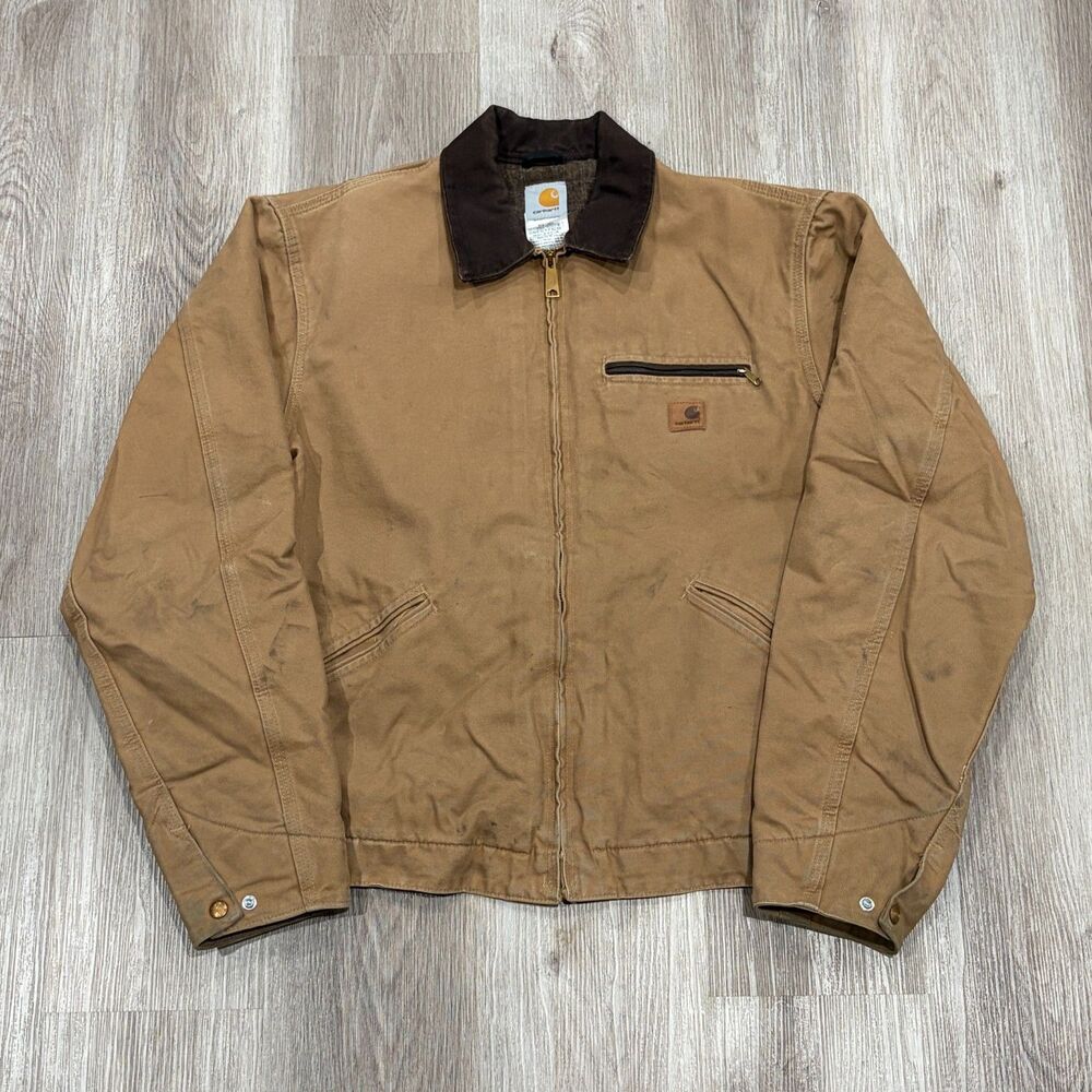 Vintage Carhartt J97 CML Sandstone Duck Quilted Work Jacket Mens Large Tall